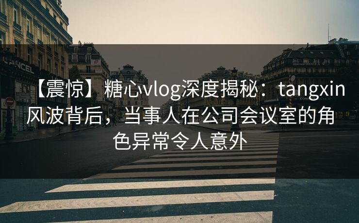 【震惊】糖心vlog深度揭秘：tangxin风波背后，当事人在公司会议室的角色异常令人意外