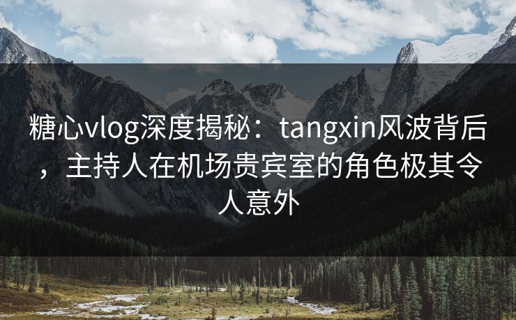 糖心vlog深度揭秘：tangxin风波背后，主持人在机场贵宾室的角色极其令人意外
