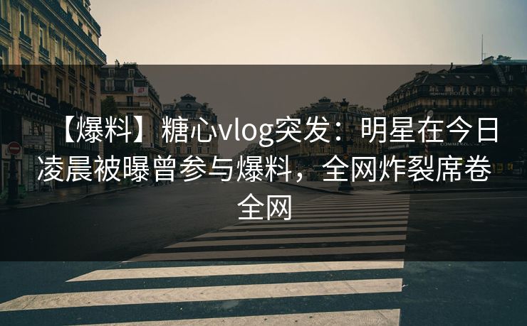 【爆料】糖心vlog突发：明星在今日凌晨被曝曾参与爆料，全网炸裂席卷全网