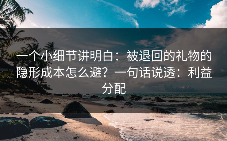 一个小细节讲明白：被退回的礼物的隐形成本怎么避？一句话说透：利益分配