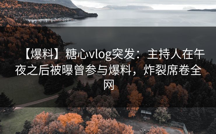【爆料】糖心vlog突发：主持人在午夜之后被曝曾参与爆料，炸裂席卷全网
